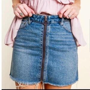 Free People zip up denim skirt